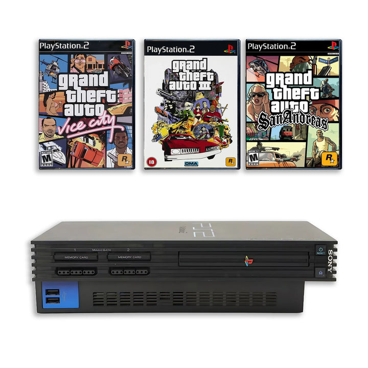 Paquete de consola PlayStation 2 PS2: Grand Theft Auto 3, Vice City y San Andreas